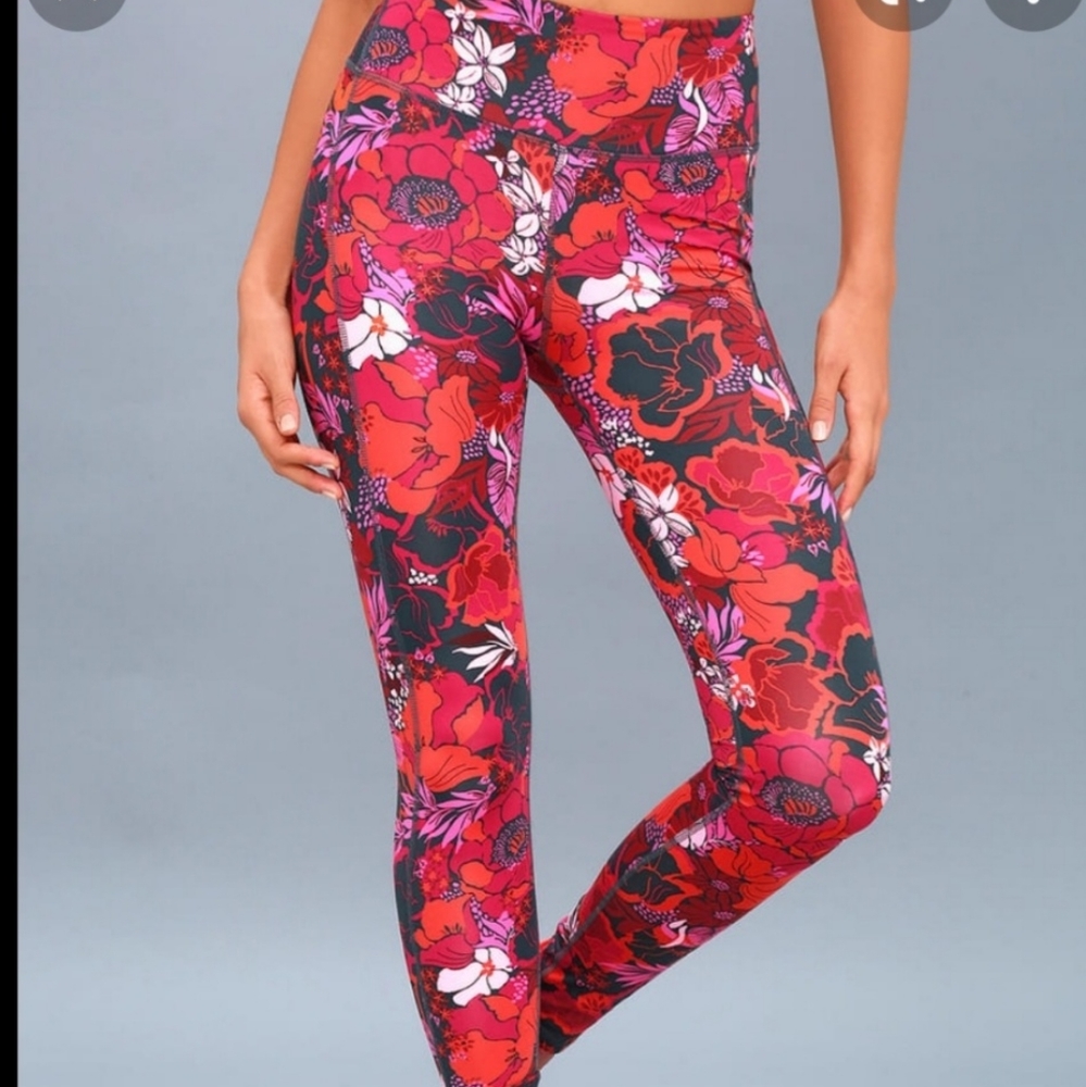 FREE PEOPLE MOVEMENT FREE LOVE ORANGE FLORAL PRINT